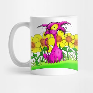 2 side Angry Cat in flowers Mug